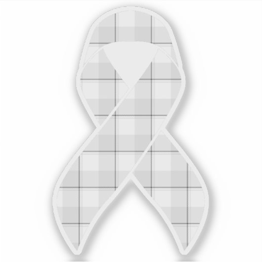 Lung Cancer Awareness Plaid Ribbon Gray シール (正面)