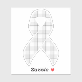 Lung Cancer Awareness Plaid Ribbon Gray シール