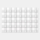 Lung Cancer Awareness Plaid Wrapping Paper White ラッピングペーパーシート (正面)