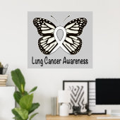 Lung Cancer Butterfly Awareness Ribbon ポスター (ホームオフィス)