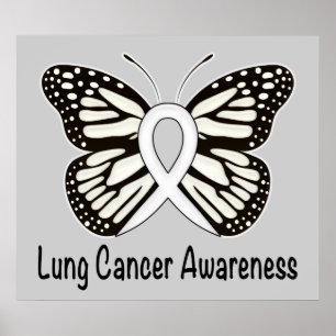 Lung Cancer Butterfly Awareness Ribbon ポスター