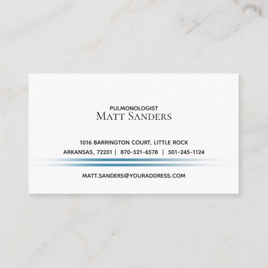 Lung Specialist博士の私用医院カード 名刺 (裏面)