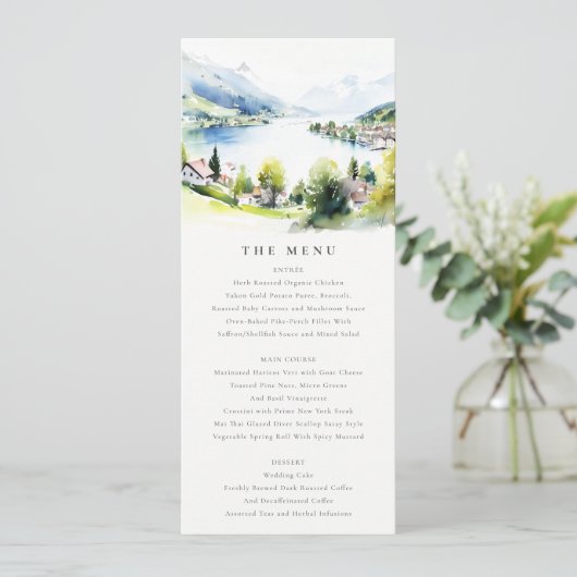 Lungern Switzerland Landscape Wedding Menu Card 招待状 (スタンド正面)