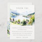 Lungern Switzerland Watercolor Landscape Wedding サンキューカード (正面/裏面)