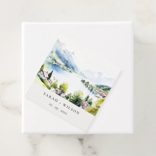 Lungern Switzerland Watercolor Landscape Wedding フェイバータグ (インサイチュ)