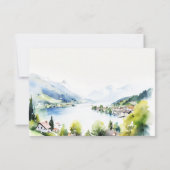 Lungern Switzerland Watercolor Landscape Wedding 出欠カード (裏面)
