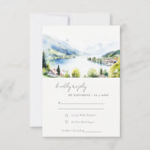 Lungern Switzerland Watercolor Landscape Wedding 出欠カード (正面)
