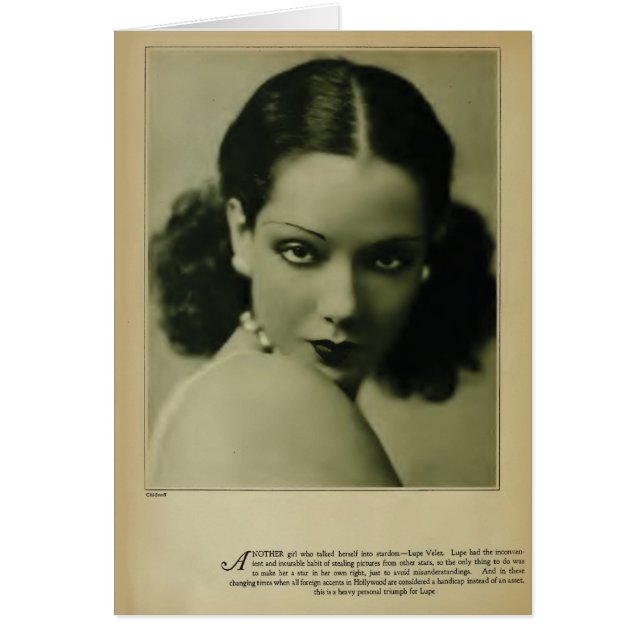 Lupe Velezの1929年のヴィンテージのポートレートカード (正面)