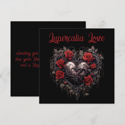 Lupercalia Black Thorns & Roses Heart Valentine's シーズンカード (正面/裏面)