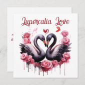 Lupercalia Love Swans & Roses Valentine's Day シーズンカード (正面/裏面)