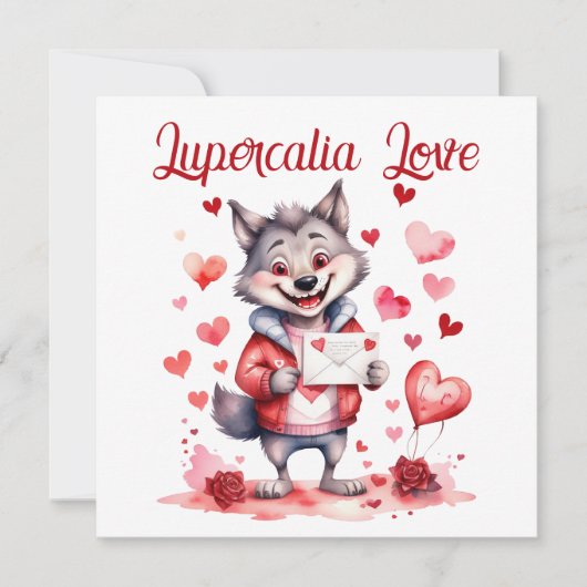 Lupercalia Love Sweet Wolf Hearts Valentine's Day シーズンカード (正面)