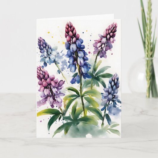 Lupin - Watercolor flowers カード (正面)