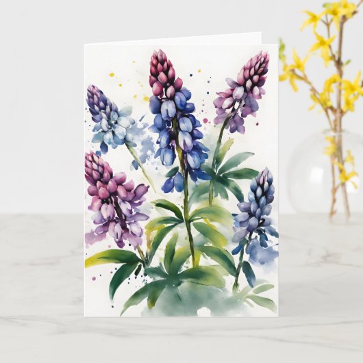 Lupin - Watercolor flowers カード (黄色い花)