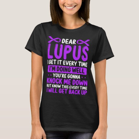 Lupus Awareness Month Lupus Purple Lupus Ribbon Tシャツ (正面)