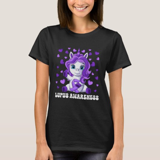 Lupus Awareness Month Purple Ribbon Unicorn Tシャツ (正面)