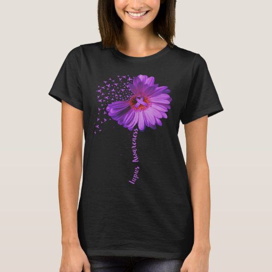 Lupus Awareness Sunflower Ribbon Tシャツ (正面)