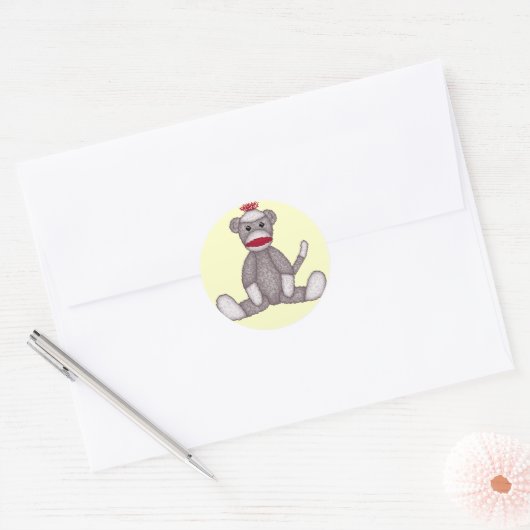 Lura's sock monkey stickers ラウンドシール (封筒)