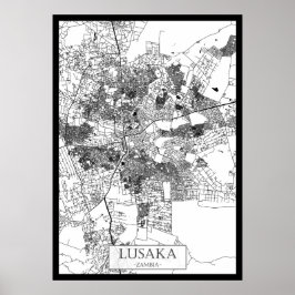 Lusaka Zambia City Map ポスター