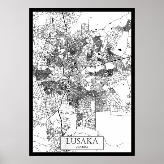 Lusaka Zambia City Map ポスター (正面)