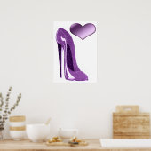 Luscious Lilac Stiletto High Heel Shoe and Heart   ポスター (キッチン)