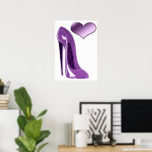 Luscious Lilac Stiletto High Heel Shoe and Heart   ポスター (ホームオフィス)