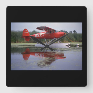 Luscombe、8A 1940年のOshkosh_Classicの航空 スクエア壁時計
