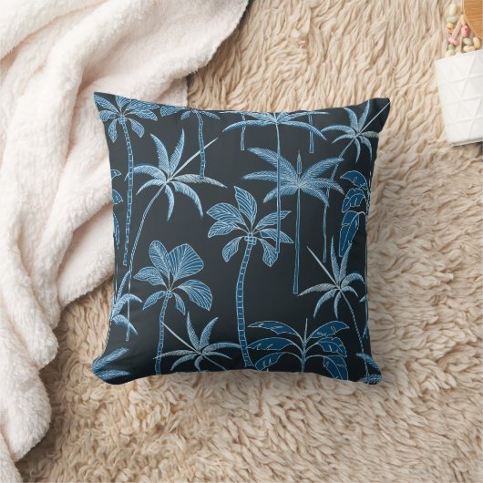 Lush Accent: Botanical Palm Midnight Jungle クッション (ブランケット)
