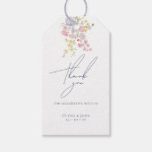 Lush Blue Boho Wildflowers Elegant Wedding ギフトタグ (正面)