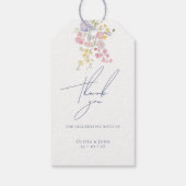 Lush Blue Boho Wildflowers Elegant Wedding ギフトタグ (裏面)
