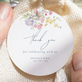 Lush Blue Boho Wildflowers Elegant Wedding フェイバータグ