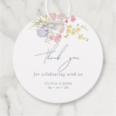 Lush Blue Boho Wildflowers Elegant Wedding フェイバータグ (裏面)