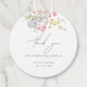 Lush Blue Boho Wildflowers Elegant Wedding フェイバータグ (正面)