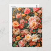 Lush Bouquet with Salmon Roses ポストカード (正面/裏面)