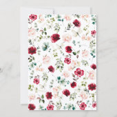 Lush Burgundy Blush Roses Floral Boho Wedding  招待状 (裏面)