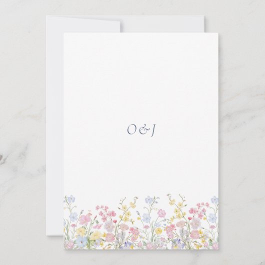 Lush Elegant Wildflowers Dusty Blue Wedding 招待状 (裏面)