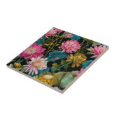 Lush Exotic Leaves BOHO Tropical Pattern Botanical タイル (側面)