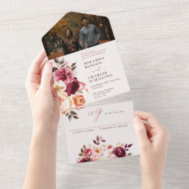 Lush Fall Floral Wedding All In One Invitation オールインワン招待状