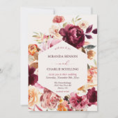 Lush Fall Floral Wedding Invitation with QR code 招待状 (正面)