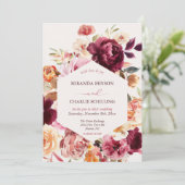 Lush Fall Floral Wedding Invitation with QR code 招待状 (スタンド正面)