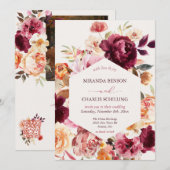 Lush Fall Floral Wedding Invitation with QR code 招待状 (正面/裏面)