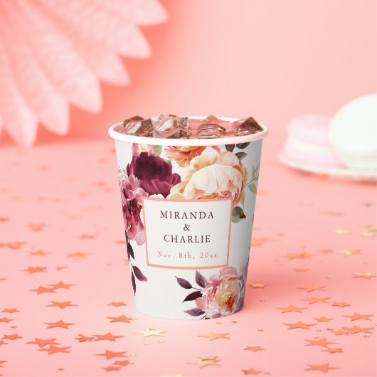 Lush Fall Floral Wedding Paper Cups 紙コップ (インサイチュ)