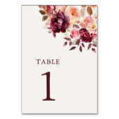 Lush Fall Floral Wedding Table Number テーブルナンバー (裏面)