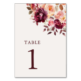 Lush Fall Floral Wedding Table Number テーブルナンバー