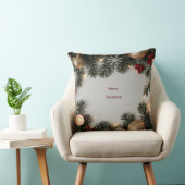 Lush Festive Pine & Gold Ornament Christmas Pillow クッション (椅子)