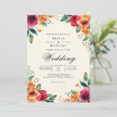 Lush Floral Botanical Arch Wedding 招待状 (スタンド正面)