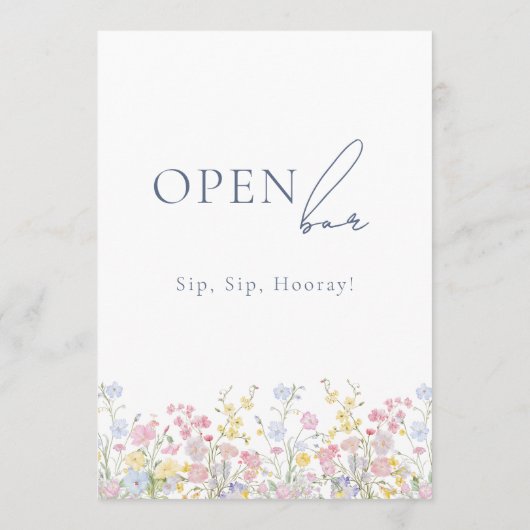 Lush Floral Open Bar Wedding Tabletop Sign (裏面)
