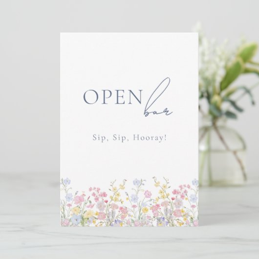 Lush Floral Open Bar Wedding Tabletop Sign (スタンド正面)