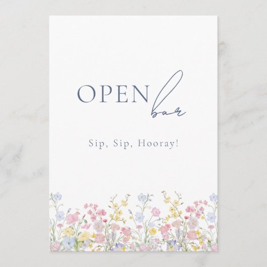 Lush Floral Open Bar Wedding Tabletop Sign (正面)