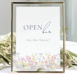 Lush Floral Open Bar Wedding Tabletop Sign 
