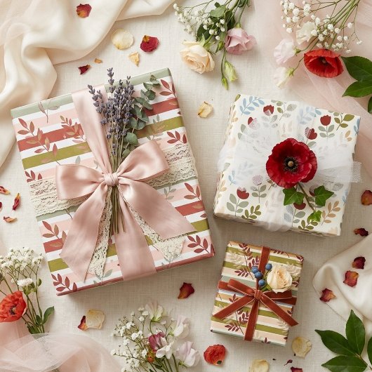 Lush Fresh Colorful Botanical Watercolor TMF26 ラッピングペーパーシート